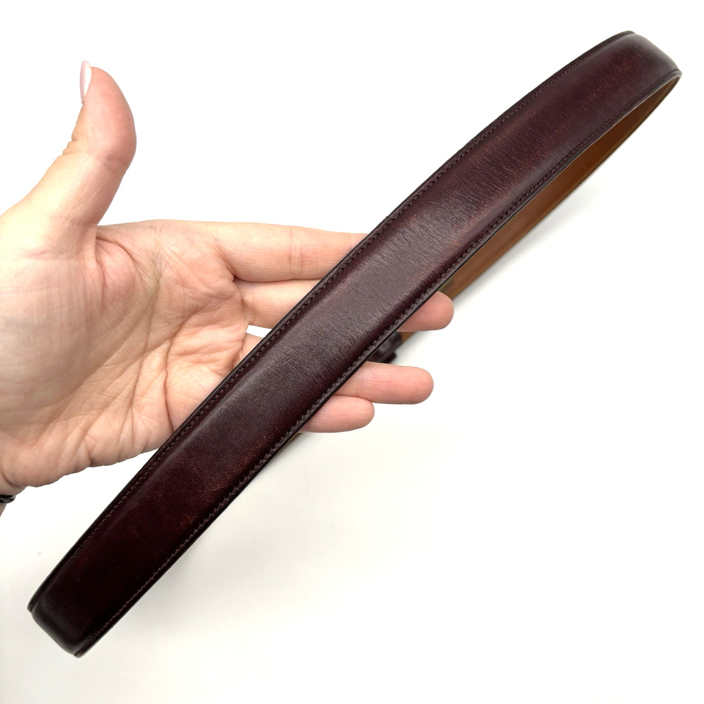 Vintage Trafalgar 1713 Cortina Oxblood Leather Bass Buckle Belt 36 Handmade USA - Picture 8 of 13